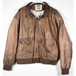 Vintage G-III Leather Jacket Men’s Medium Map Lining Bomber Aviator 90s Korea